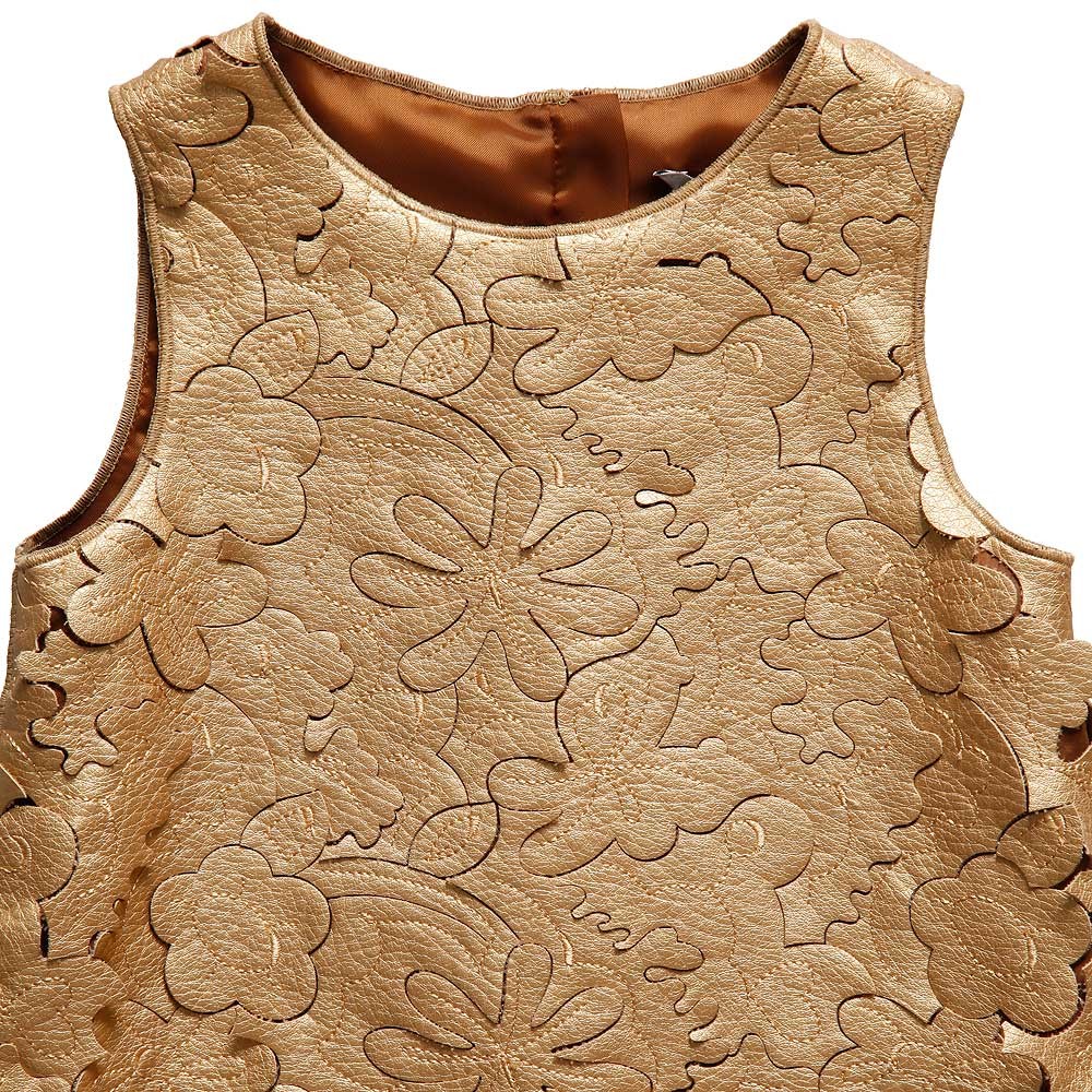 Gold Laser-Cut Faux-Leather Dress - Fashion Baby Stories